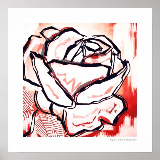 Modern Elegant Red Rose Art | Bloedweddenschap Poster (Voorkant)