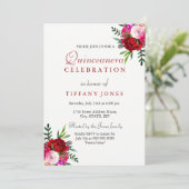 Modern Elegant Red Rose Quinceanera Kaart (Staand voorkant)