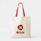 Modern Elegant Red Wax Seal Monogram Name Script Tote Bag (Achterkant)