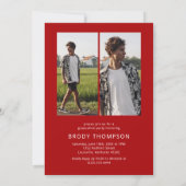 Modern Elegant Red & White 3 Photo Graduation Kaart (Achterkant)