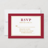 Modern Elegant Red White Gold RSVP Kaartje (Voorkant)