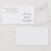 Modern Elegant Red White Minimalist Plain Visitekaartje (Voorkant / Achterkant)