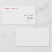 Modern Elegant Red White Minimalist Plain Visitekaartje (Voorkant / Achterkant)