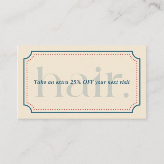 Modern Elegant Retro Blue Beauty Korting Kaart (Achterkant)