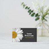 Modern Elegant Retro Daisy Zwart Geel Visitekaartje (Staand voorkant)