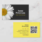 Modern Elegant Retro Daisy Zwart Geel Visitekaartje (Voorkant / Achterkant)