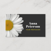 Modern Elegant Retro Daisy Zwart Geel Visitekaartje (Voorkant)