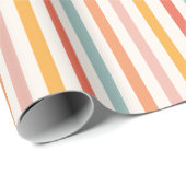 Modern Elegant Retro Kleurrijk Stripes Patroon Cadeaupapier (Rol Hoek)