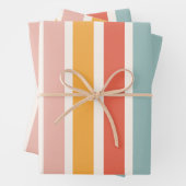 Modern Elegant Retro Kleurrijk Stripes Patroon Inpakpapier Vel (In situ)
