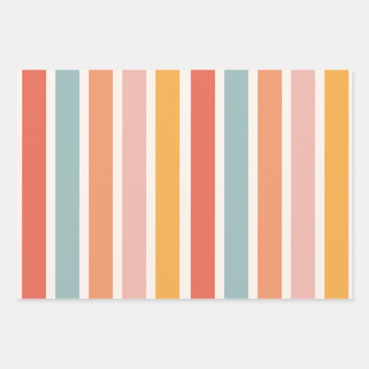 Modern Elegant Retro Kleurrijk Stripes Patroon Inpakpapier Vel (Voorkant)