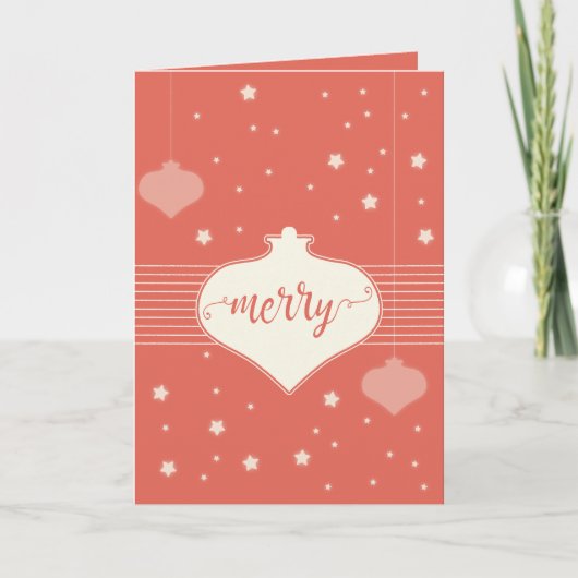 Modern & Elegant Retro 'Merry'-kerstkaart Feestdagen Kaart (Voorkant)