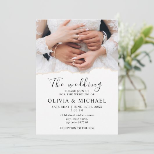 Modern Elegant Rings Bride en Groom Wedding Kaart (Staand voorkant)