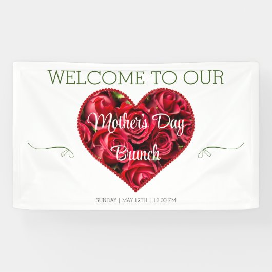 Modern Elegant Rode Moederdag Brunch Welkom Spandoek (Horizontaal)