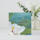 Modern Elegant Romantic Magnolia Floral Typografie Kaart (Staand voorkant)