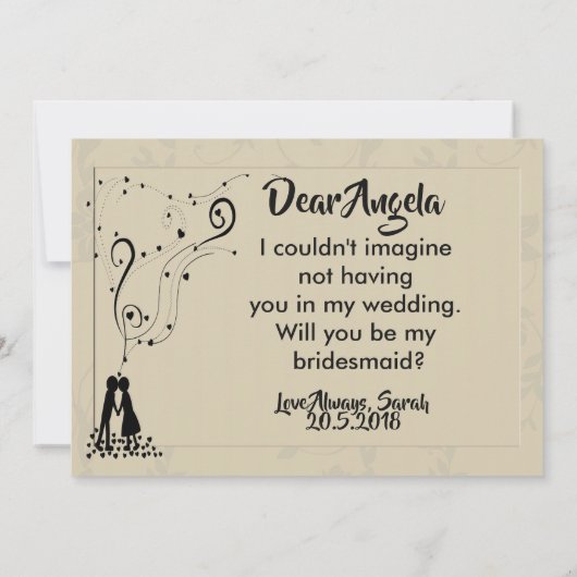 Modern Elegant Romantisch Bruidsmeisje Kaart (Achterkant)