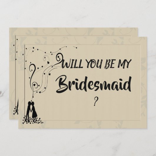 Modern Elegant Romantisch Bruidsmeisje Kaart (Voorkant / Achterkant)