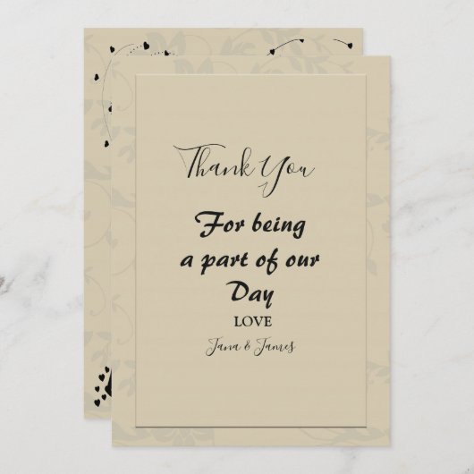 Modern Elegant Romantisch dank u Kaart (Voorkant / Achterkant)