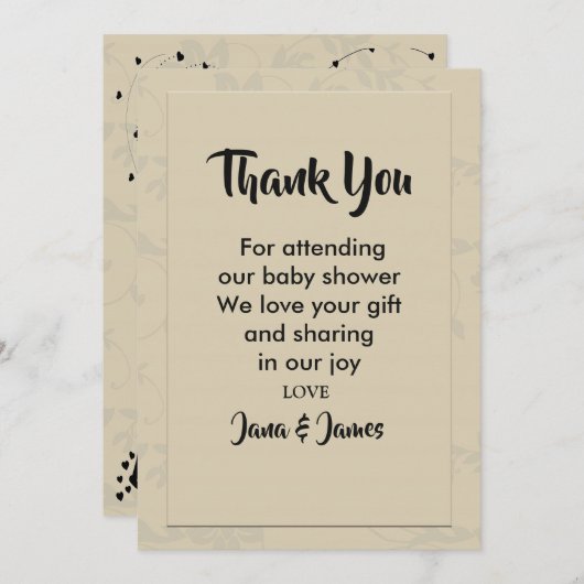 Modern Elegant Romantisch dank u Kaart (Voorkant / Achterkant)