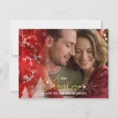 Modern Elegant Romantisch Paar Rood Goud Kerstmis Feestdagenkaart (Voorkant)