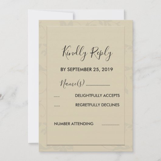 Modern Elegant Romantisch RSVP Kaart (Voorkant)