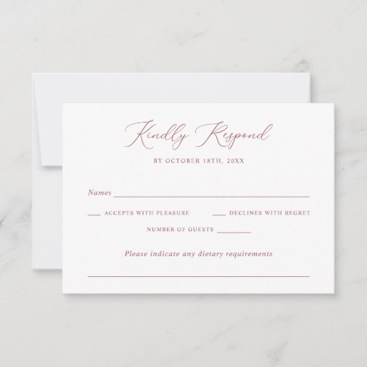 Modern Elegant Romantisch Script Bruiloft RSVP Kaart (Voorkant)