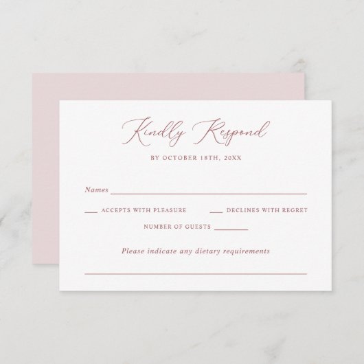 Modern Elegant Romantisch Script Bruiloft RSVP Kaart (Voorkant / Achterkant)