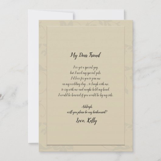 Modern Elegant Romantisch zal mijn bruidsmeisje zi Kaart (Voorkant)