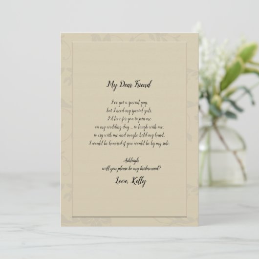 Modern Elegant Romantisch zal mijn bruidsmeisje zi Kaart (Staand voorkant)