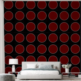 Modern Elegant rood cirkel patroon zwart Behang