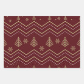 Modern Elegant rood en goud kerstboom patroon Inpakpapier Vel (Voorkant 2)