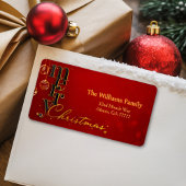 Modern Elegant Rood en Goud Stijlvol Script Vakant Etiket