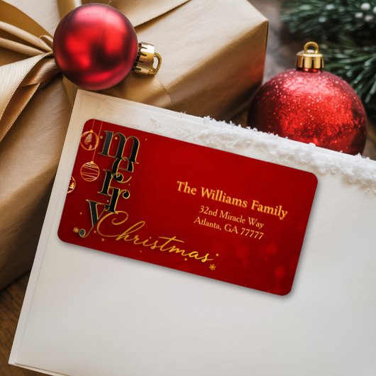 Modern Elegant Rood en Goud Stijlvol Script Vakant Etiket