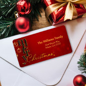 Modern Elegant Rood en Goud Stijlvol Script Vakant Etiket