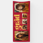 Modern Elegant Rood Goud Afstuderen Fotocollage Spandoek (Verticaal)