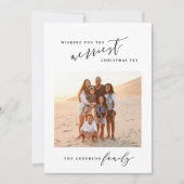 Modern elegant rood script 1 foto Kerstmis Feestdagenkaart (Voorkant)