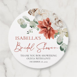 Modern Elegant Rood Winter Kerst Vrijgezellenfeest Bedankjes Labels