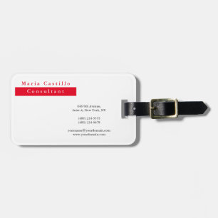 Modern Elegant Rood Wit Minimalist Bagagelabel
