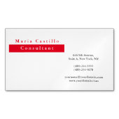 Modern Elegant Rood Wit Minimalist Magnetisch Visitekaartje (Voorkant)