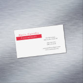 Modern Elegant Rood Wit Minimalist Magnetisch Visitekaartje (Voorbeeld)