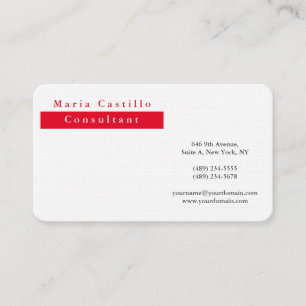 Modern Elegant Rood Wit Minimalist Visitekaartje