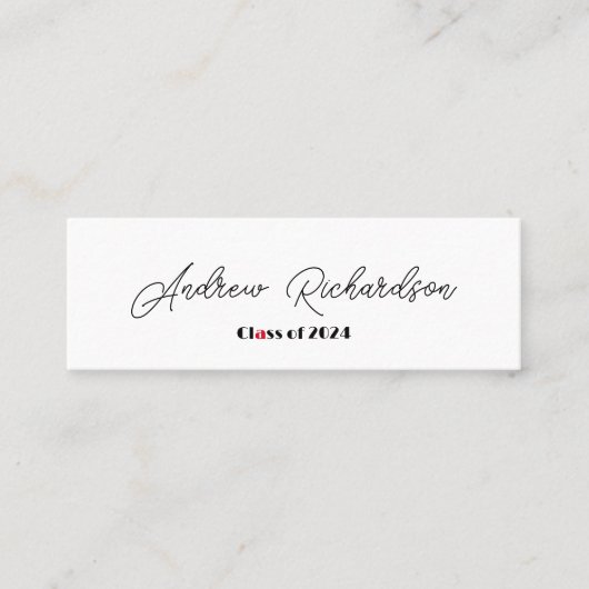 Modern elegant rood zwart script contactkaartje (Voorkant)