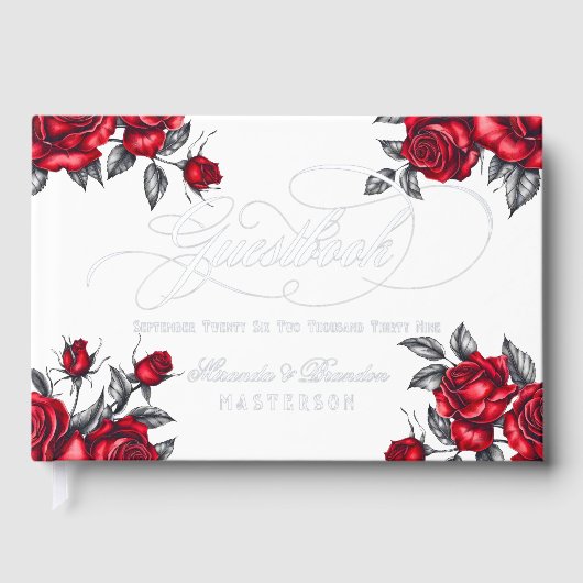 Modern Elegant Roos Bloemen bruiloft Gastenboek (Voorkant)