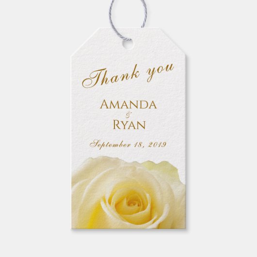 Modern Elegant Roos Bloemenbruiloft Dank u Cadeaulabel (Voorkant)