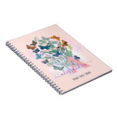 modern elegant roos butterfly monogram dankbaarhei notitieboek (Rechterzijde)