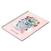 modern elegant roos butterfly monogram dankbaarhei notitieboek (Linkerzijde)