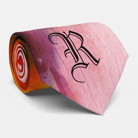 Modern elegant Roos donker Gold Abstract monogram Stropdas (Opgerold)