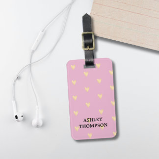Modern elegant Roos Faux Gold Hearts Bagagelabel