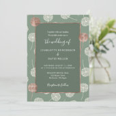 Modern Elegant Roos Gold Dandelion Green Wedding Kaart (Staand voorkant)