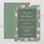 Modern Elegant Roos Gold Dandelion Green Wedding Kaart (Voorkant / Achterkant)
