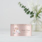 Modern Elegant Roos Gold Diamonds, Mixer Flowers Visitekaartje (Staand voorkant)